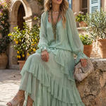 Daisy | Mint Green Tiered Ruffle Two-Piece Set