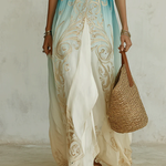 Gradient Gold Printed Kaftan Flowing Maxi Dress