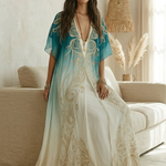 Gradient Gold Printed Kaftan Flowing Maxi Dress