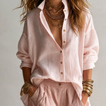 Capucine | White Loose Shirt and Olive Green Lantern Pants