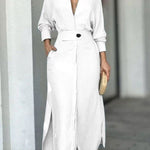 Elegant Long Sleeve Simple Shirt Dress