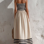 Black And White Stripe Spaghetti Strap Maxi Dress