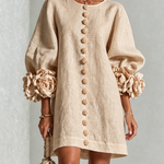Coraline | Floral-Cuff Button Mini Dress