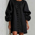 Rosamund | Floral-Cuff Button Mini Dress