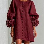 Camellia | Rose-Cuff Button Mini Dress