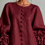 Camellia | Rose-Cuff Button Mini Dress