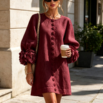 Camellia | Rosette-Cuff Mini Dress