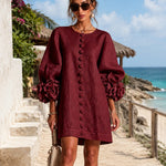 Camellia | Rosette-Cuff Mini Dress