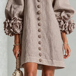 Dorothy | Floral-Cuff Button-Down Mini Dress