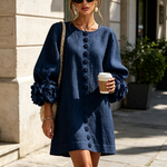 Adeline | Floral-Cuff Statement Mini Dress