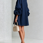 Susanna | Button-Front Floral-Cuff Mini Dress