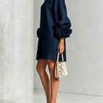 Adeline | Floral-Cuff Statement Mini Dress