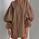 Flora | Zip-Front Balloon Sleeve Mini Dress