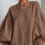 Flora | Zip-Front Balloon Sleeve Mini Dress