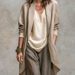 Caroline | Open-Front Longline Jacket, Satin Tank & Wide-Leg Trouser Set