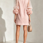 Yvette | Floral-Cuff Puff-Sleeve Mini Dress