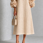 Rosanne | Rosette-Cuff Midi Dress