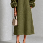 Wilhelmina | Floral-Cuff Midi Dress