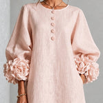 Rosetta | Floral-Cuff Buttoned Midi Dress