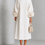 Henrietta | Floral-Cuff Buttoned Midi Dress