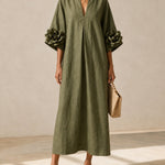 Juniper | Flowy Maxi Dress With Rose-Cuff Sleeves