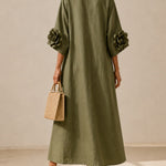 Julianna | Flowy Maxi Dress with Rose-Cuff Sleeves
