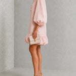 Rosalyn | Floral-Button Puff-Sleeve Mini Dress