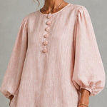 Rosalyn | Floral-Button Puff-Sleeve Mini Dress