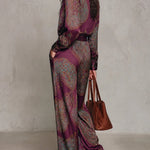 Victoria | Paisley Print Satin Long-Sleeve Shirt & Wide-Leg Trouser Set