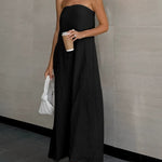 Strapless A-line Linen Long Dress