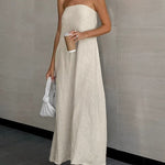 Strapless A-line Linen Long Dress