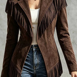 Lucienne – Faux Suede Fringe Jacket