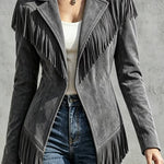 Lucienne – Faux Suede Fringe Jacket