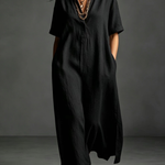 Minimalist Solid-color Short-sleeve Maxi Shirt Dress