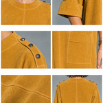 Ginger Yellow Faux Suede Mini Dress With Shoulder Buttons And Patch Pockets