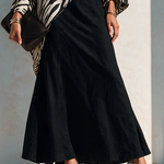 Black Zebra Asymmetrical Top And Black Drape Skirt Two‑Piece Set