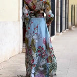Elegant Floral Print Shirt and Skirt Two-piece Set