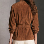 Brown Faux-suede Lace-up Jacket