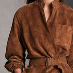 Brown Faux-suede Lace-up Jacket