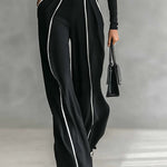 Adèle | High Neck Set with White Trim and Wide Pants