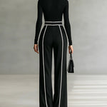 Emma | Elegant two-piece set with high collar and wide-leg pants