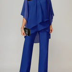 Off-the-shoulder Irregular Chiffon Suit