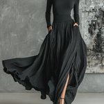 Prudence | Pleated Skirt and Black Turtleneck T-shirt Set