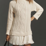Ivory Cable-Knit Sweater Mini Dress