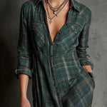 Margaux – Long Shirt Dress with Plaid Collar