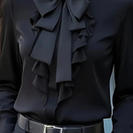 Ruffled Bow Tie Casual Long-sleeved Shirt