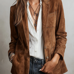 Pascale – Vintage Brown Faux Suede Blazer