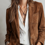 Pascale – Vintage Brown Faux Suede Blazer