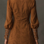 Reina | Embroidered Suede Mini Dress in Purple