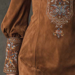 Reina | Embroidered Suede Mini Dress in Purple